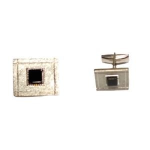 Unbranded Swank Silver Tone Black Square Cufflink Pat 2974381 (Just One)